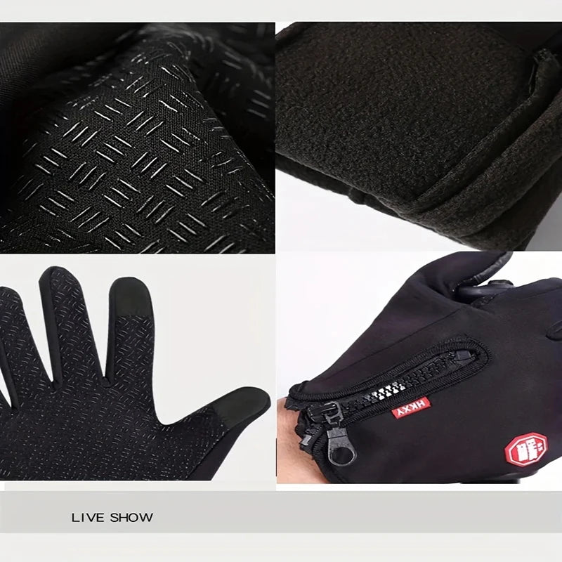 Outdoor Windproof Cold Resistant Gloves Anti Slip Touch Screen Gloves for Driving Hiking Mountaineering Camping Sports