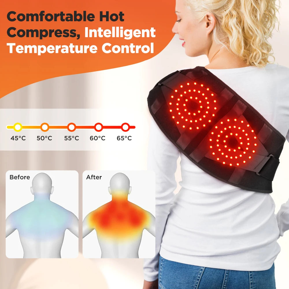 Cordless Heated Massage Waist Belt with Red Light