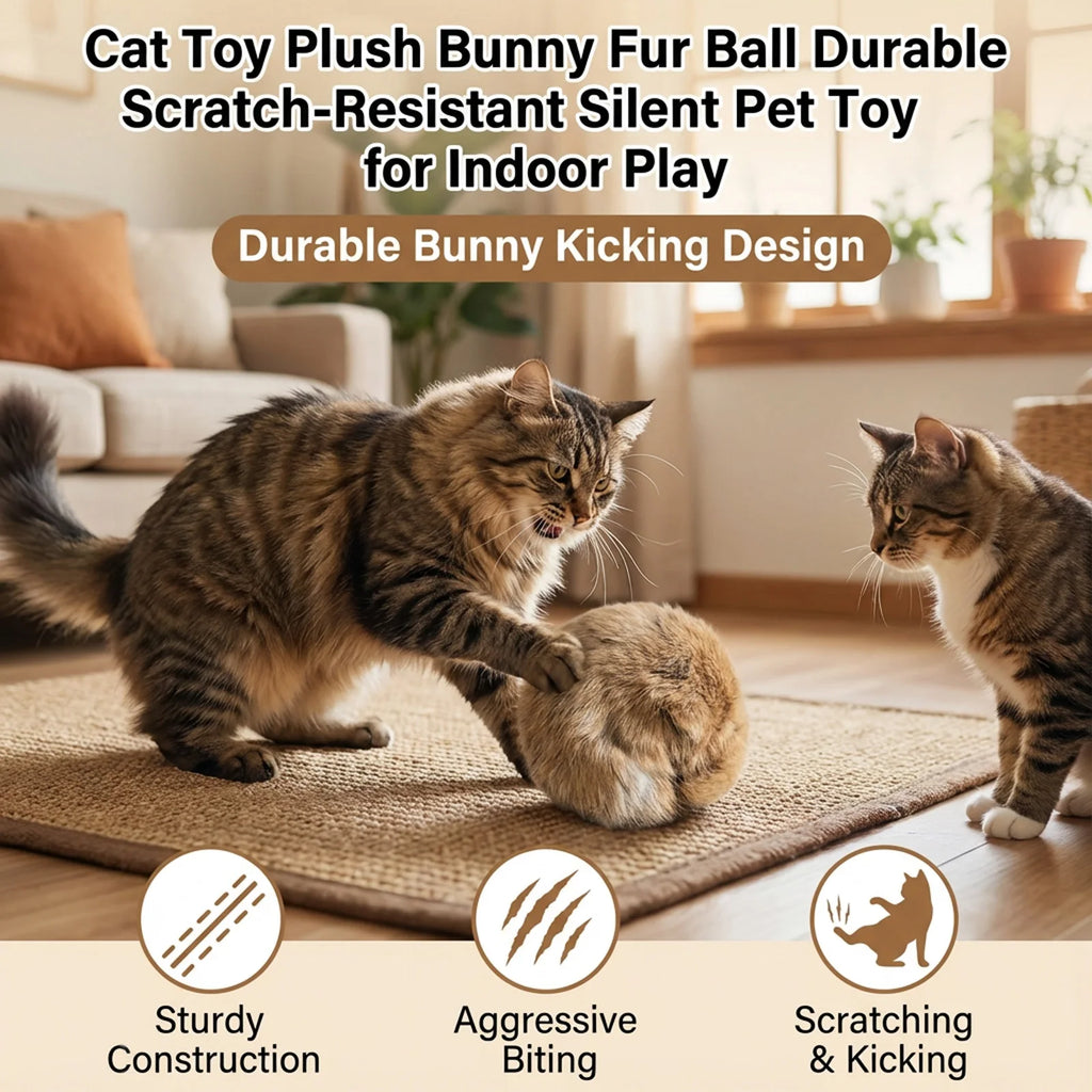 C 1/2/3/6Pcs 8cm Rabbit Fur Ball Cat Toy With Catnip Interactive Chasing Plush Toy Balls Pet Cat Accessories Supplies