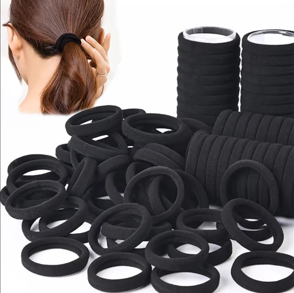 50pcs Black Hair Bands for Women Girls Hairband High Elastic Rubber Band Hair Ties Ponytail Holder S