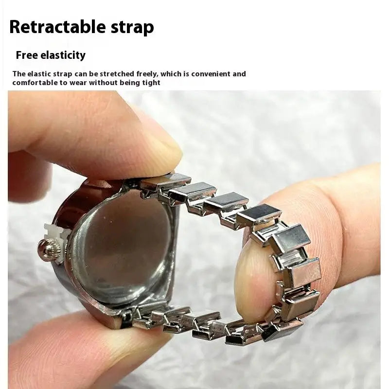 Hot Selling Finger Watch Ring Creative Movement Fashion Accessories Vintage Alloy Shel close-up view