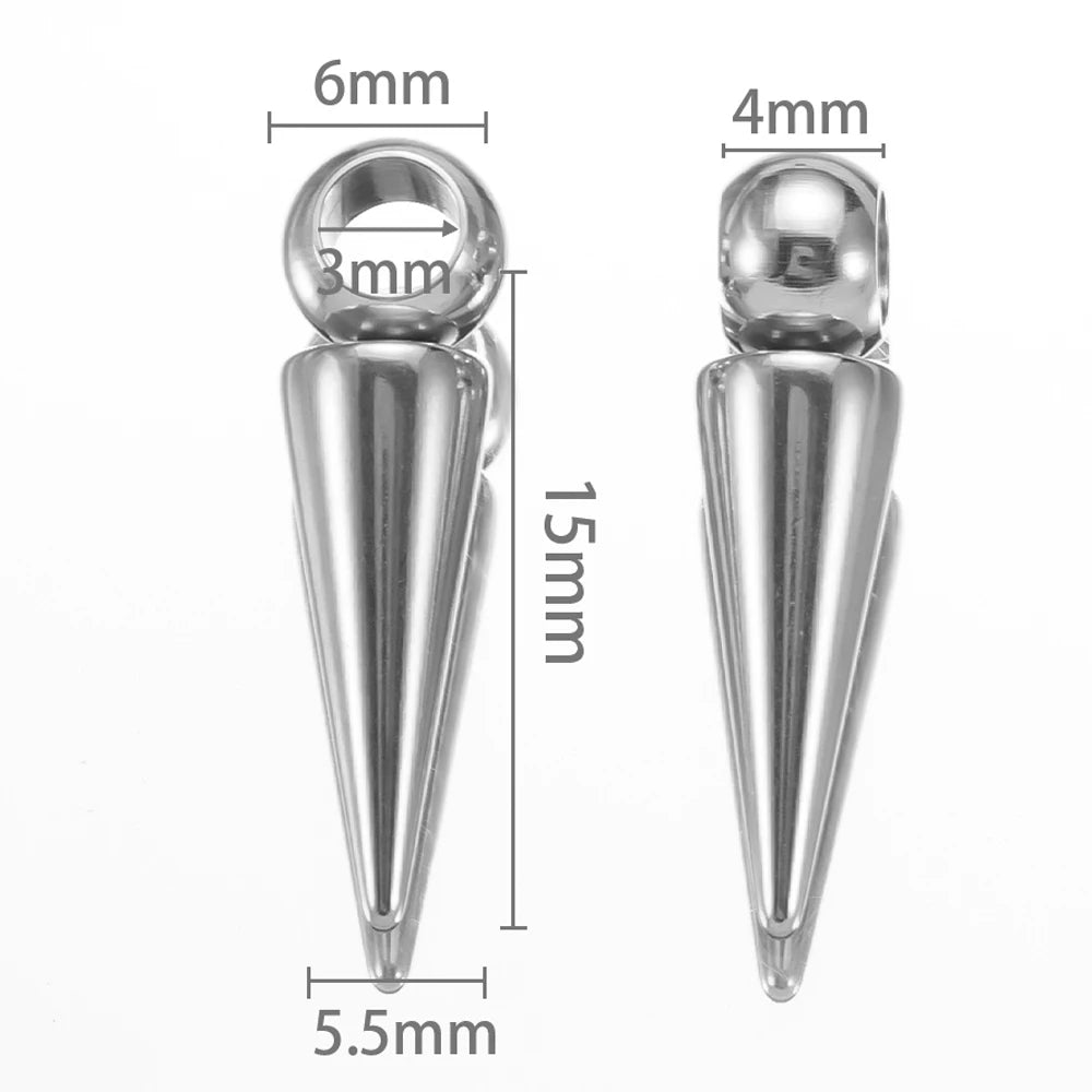 10pcs Stainless Steel Cone Pendants Retro Spike Pendants for DIY Jewelry Making Supplies