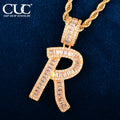 Initials Letters Pendant Necklace Rope Chain Gold Zirconia