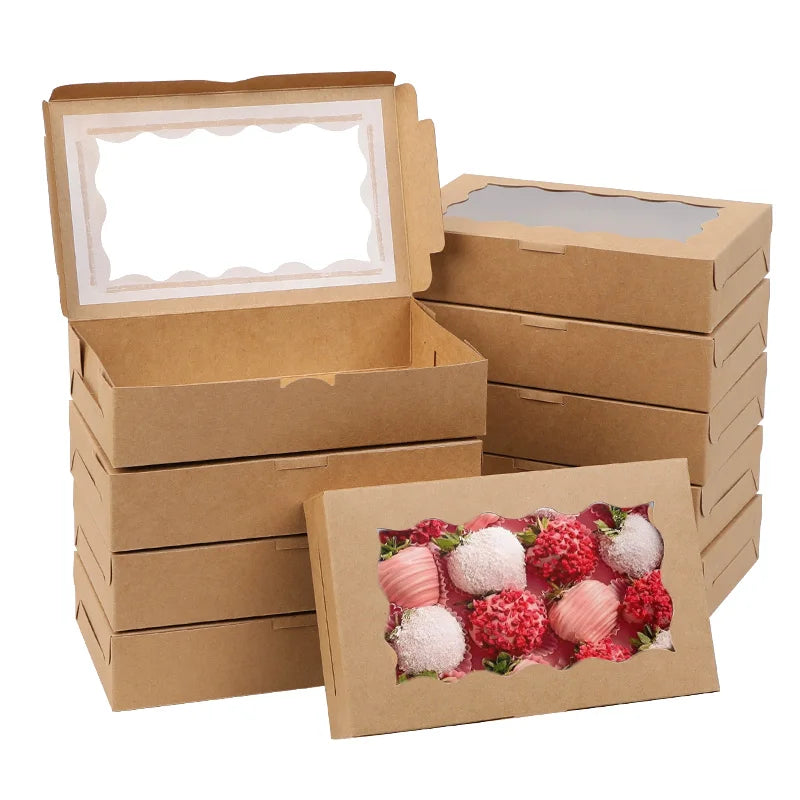 Kraft Paper Gift Boxes With Window For Chocolate Candy Cookie