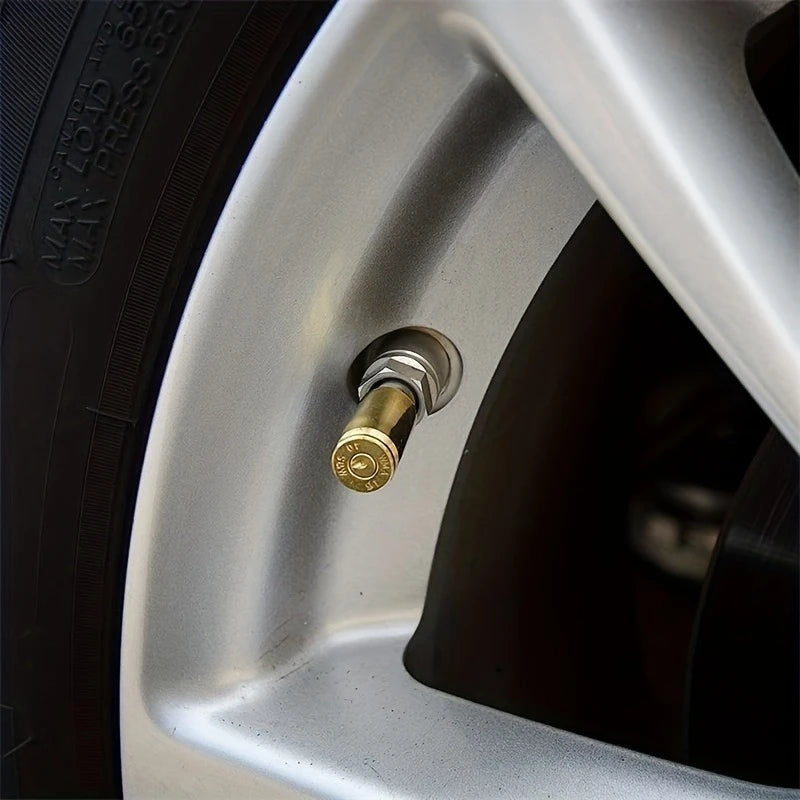 4PCS Circular Car Tire Valve Covers Retro Bullet Shaped Valve Cover Leak Proof  Universal For All Cars SUV Bicycle Motorcycle