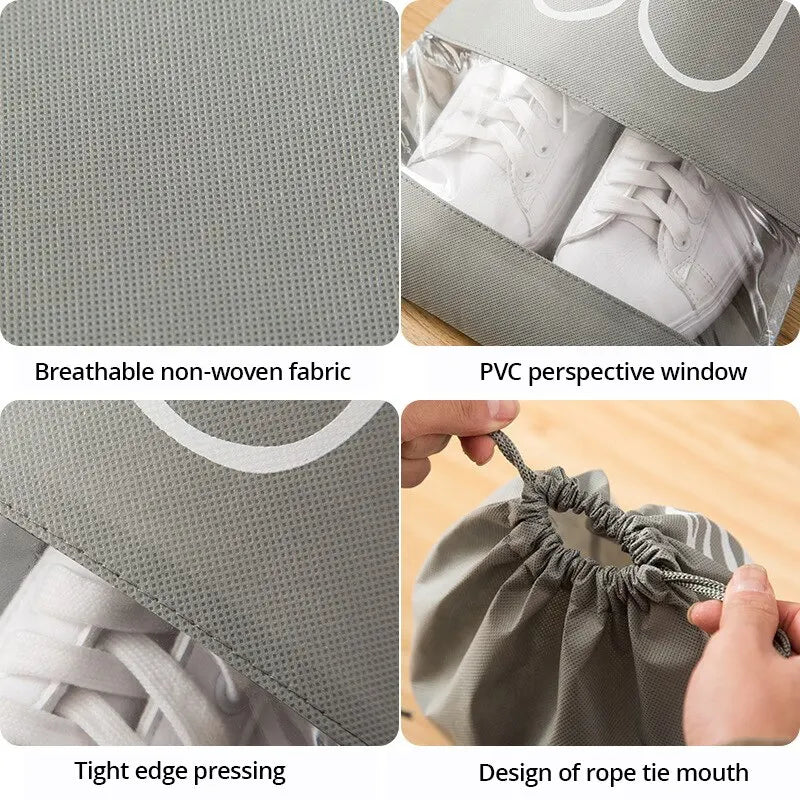 Shoe Storage Bag Set Of 5 Non-Woven Travel Drawstring Bag lifestyle view