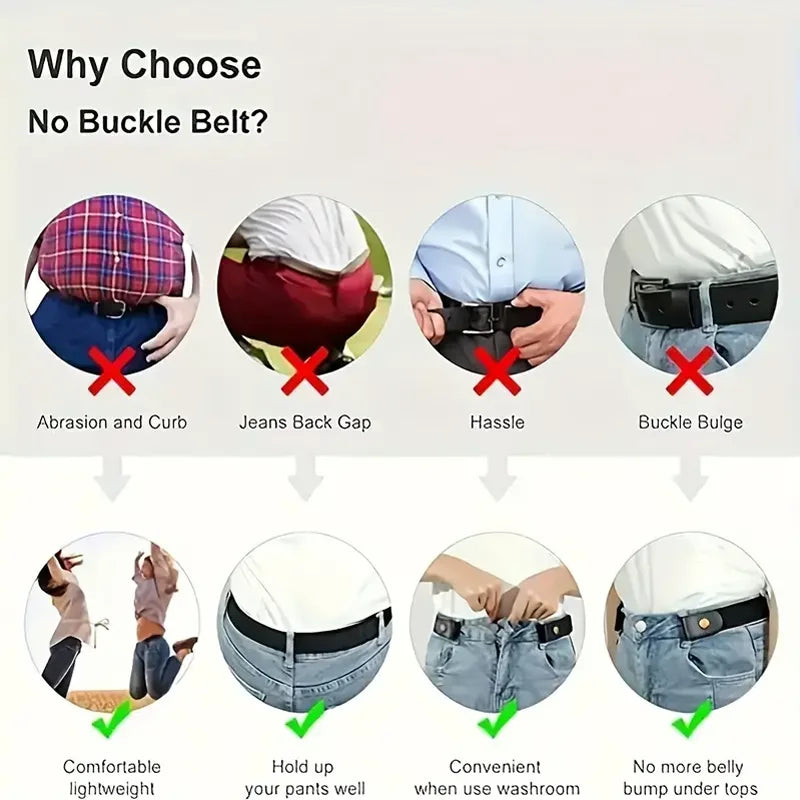 Invisible Elastic Fabric Belt for Women and Men Jeans Pants close-up view