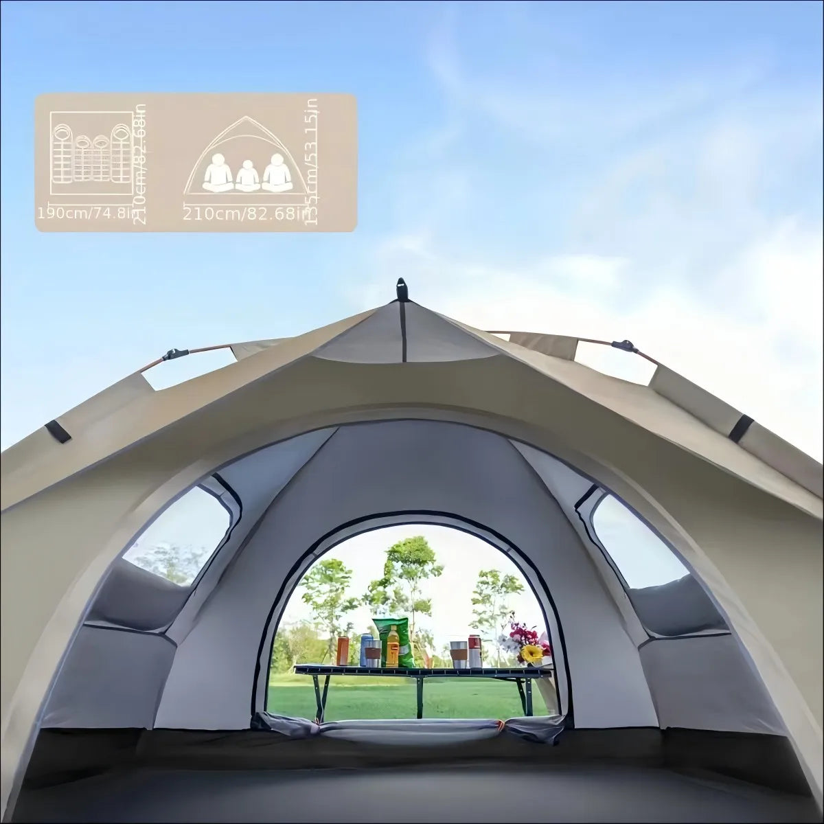 Silver Compact Auto-Tent Sunshade for 3-4 People