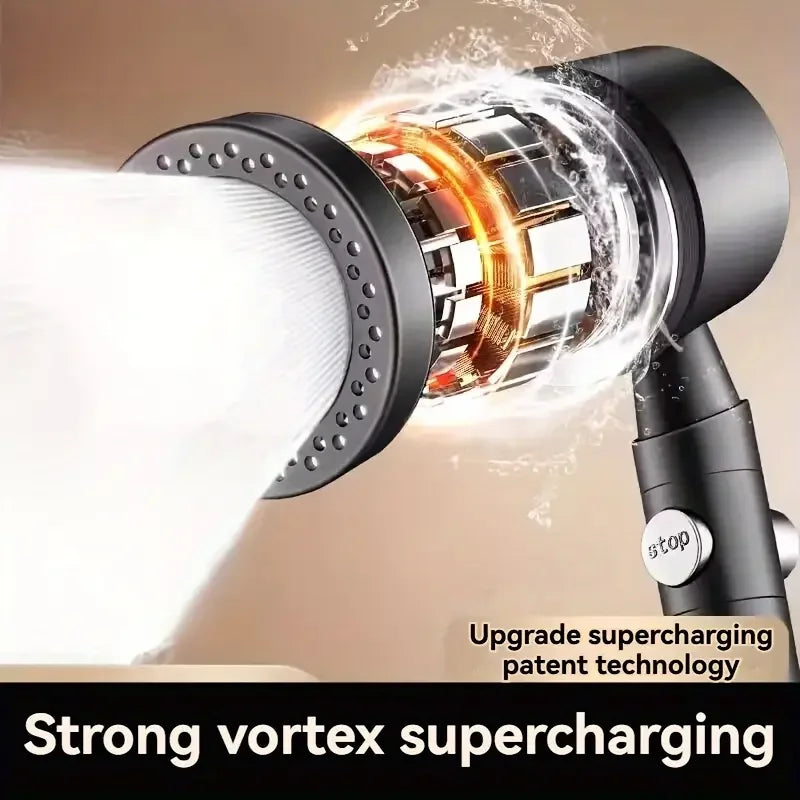 High Pressure Handheld Shower Head with Filter and One-Button Water Stop