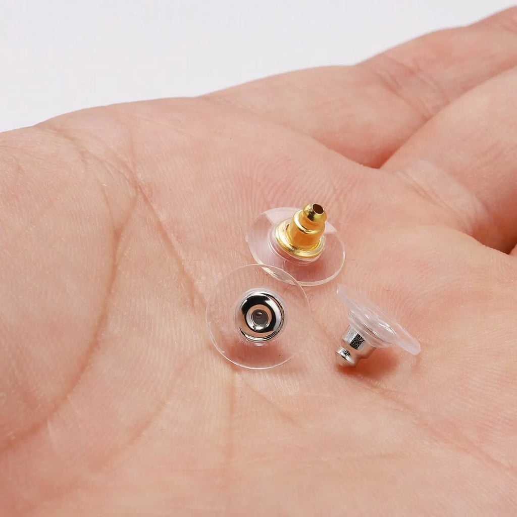 100Pcs Rubber Earring Backs Post Nuts Silicon Steel Earnuts Stud Earring Back for DIY Je detail view