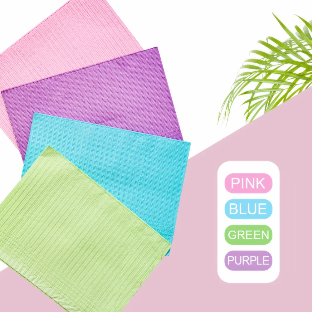 20 Pcs 3-Ply Disposable Nail Table Towels Mat / Nail Pad - Purple, 13" X 18" Disposable Dental Bibs / Dentist Bibs & Tray Covers