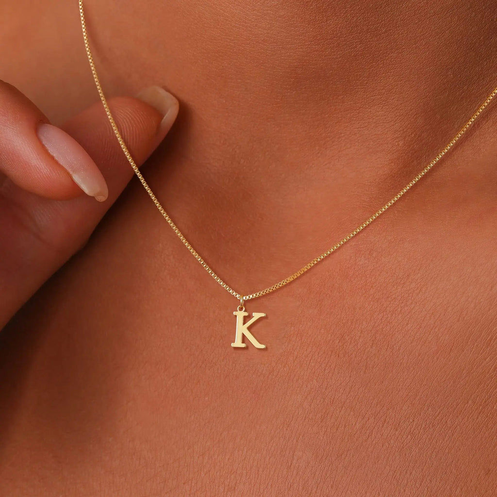 A-Z Initial Necklace 18K Gold Plated Stainless Steel Necklace for Women