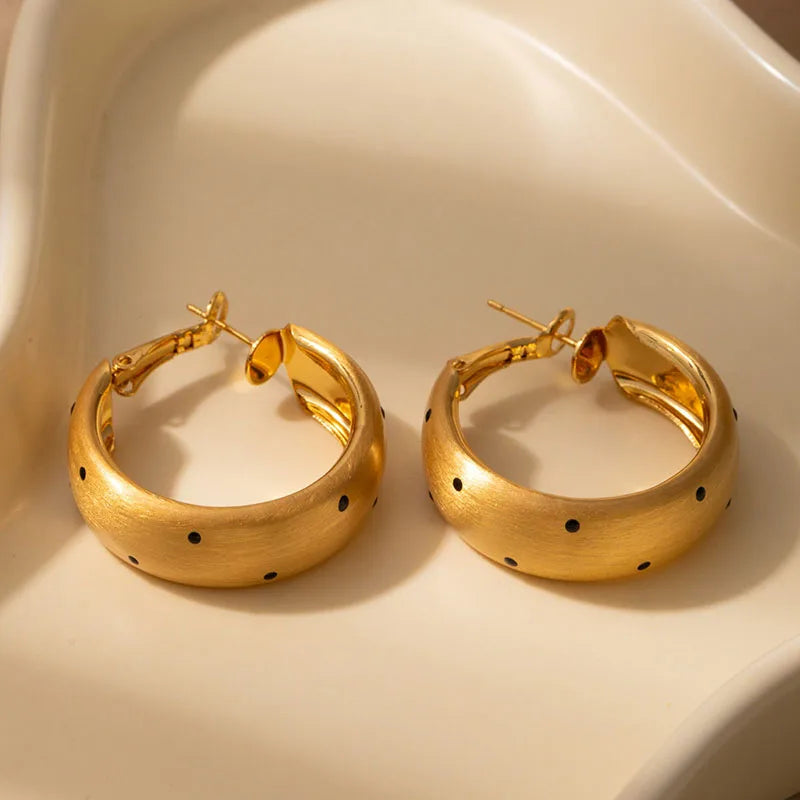 Fashion Geometric Circular Polka Hoop Earrings For Women Simple Temperament Metal Hoop Earrings Party Accessory Gift