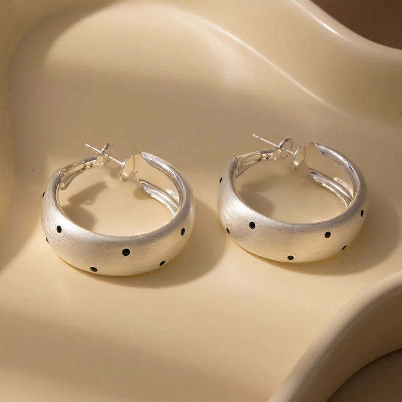 Fashion Geometric Circular Polka Hoop Earrings For Women Simple Temperament Metal Hoop Earrings Party Accessory Gift