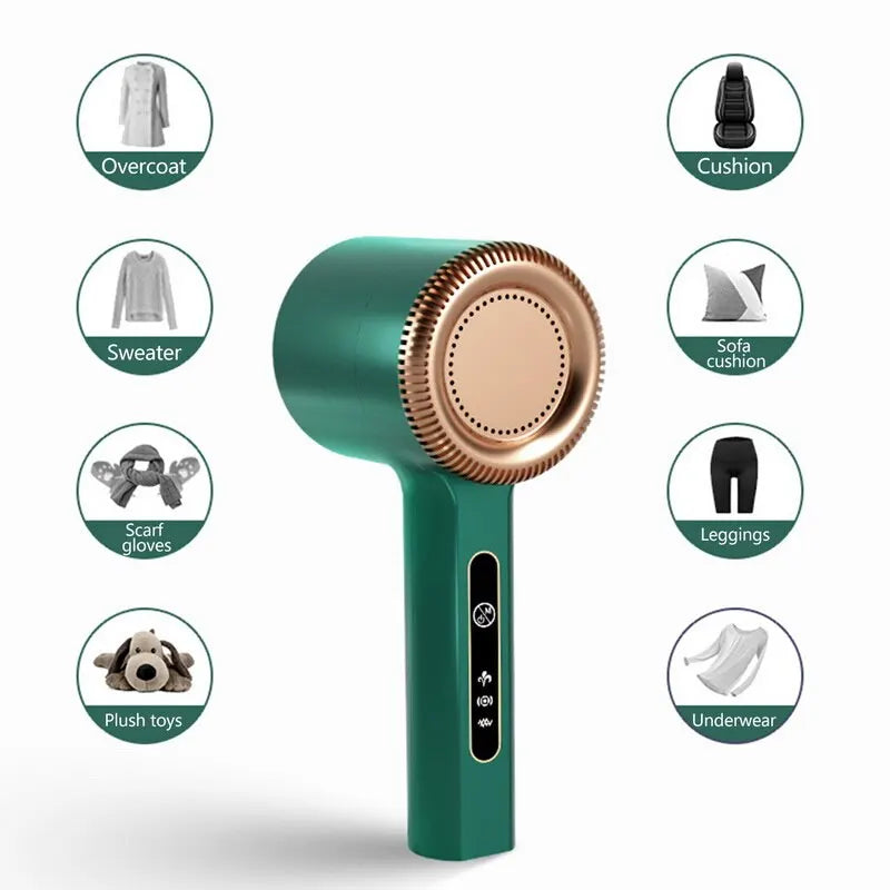 Rechargeable USB Lint Remover for Clothes Green lifestyle view