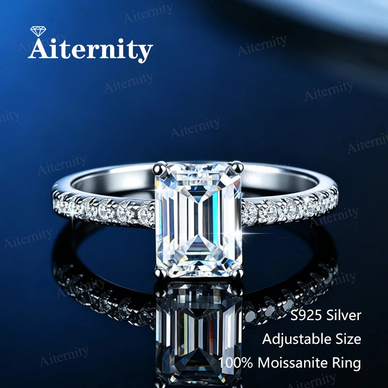 0.5-2CT Pear/Oval/Radiant Moissanite Rings For Women Real S925 Silver with GRA Certifi close-up view