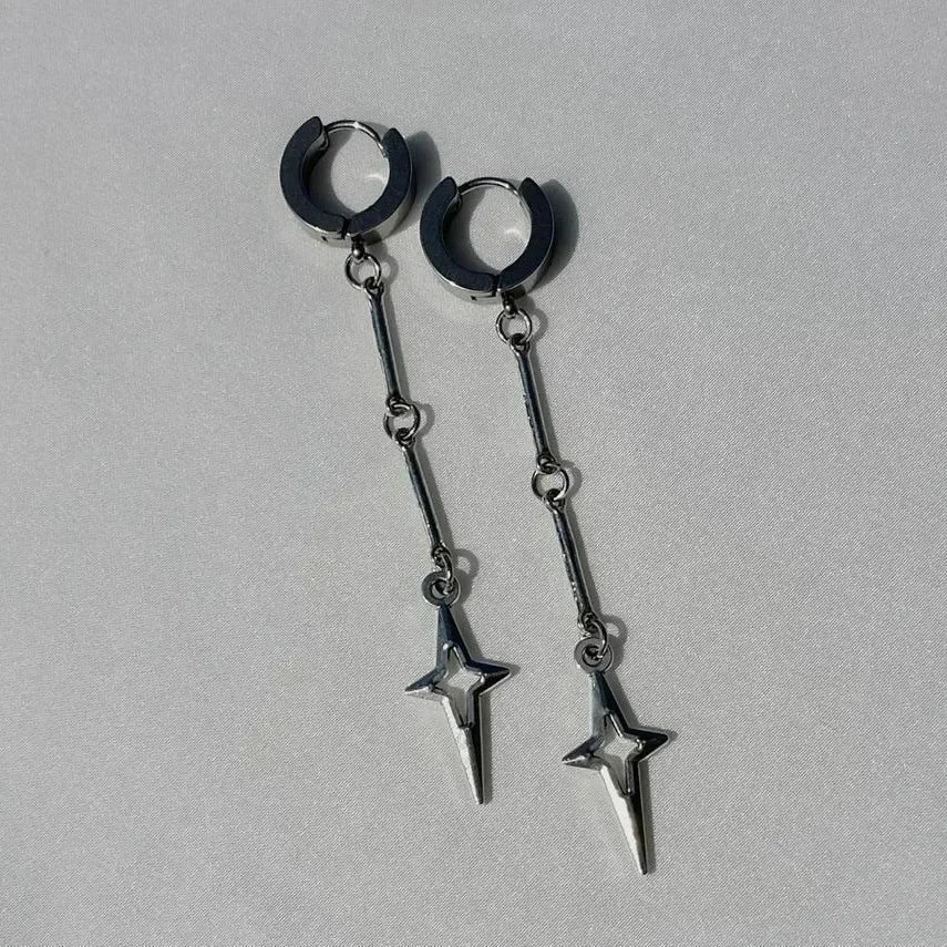 Gothic Cross Star Drop Earrings Zinc Alloy Punk Rivet