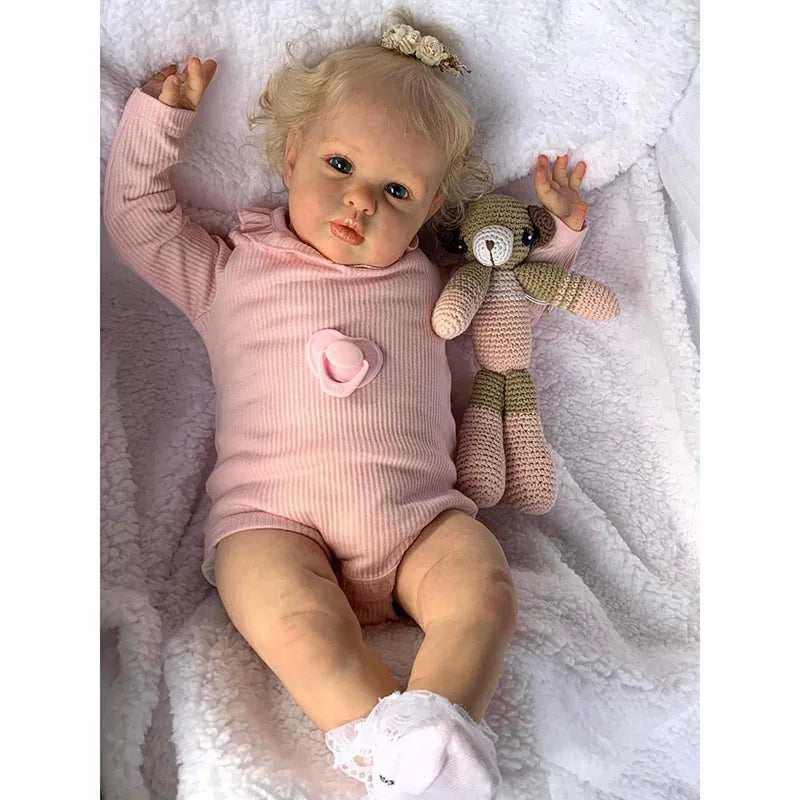60CM Ellie Reborn Baby Doll Toddler Newborn Doll Princess Girl Lifelike Soft Touch 3D Skin Art Doll