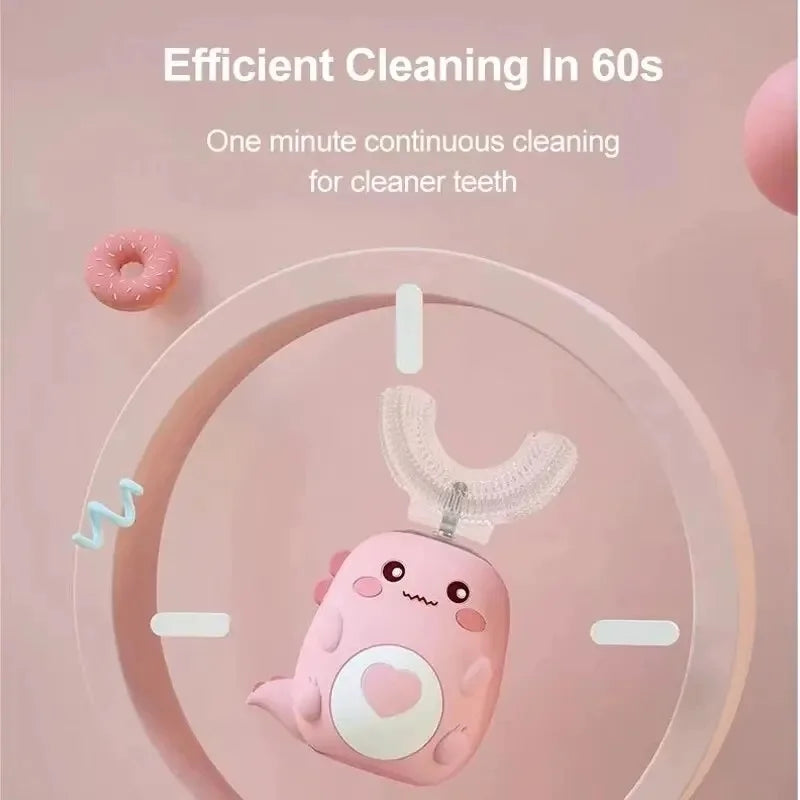 Children's Electric Toothbrush Silicone U-Shaped USB Rechargeable close-up view