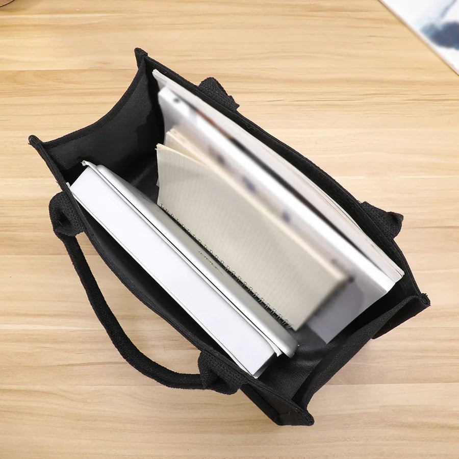 Homefish Leisure thickened handheld canvas tote bag black three-dimensional large-capacity simple shopping bag handbags