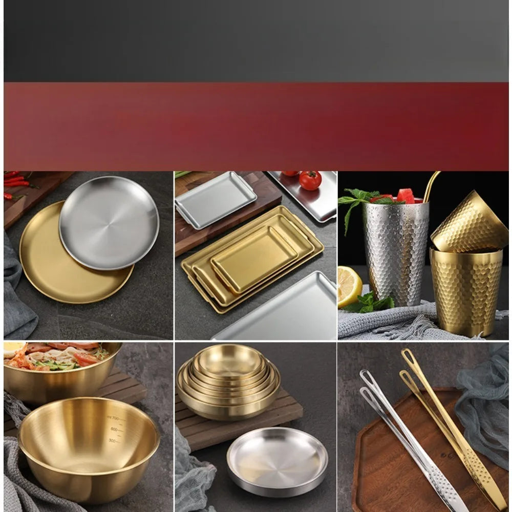 Stainless Steel Travel Plate Lightweight Rust Proof Outdoor Dinnerware