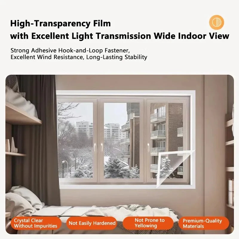 Window Insulation Film, Winter Indoor Windproof and Warm Windows, Energy-saving Transparent Film, Screen Window, Door Curtain