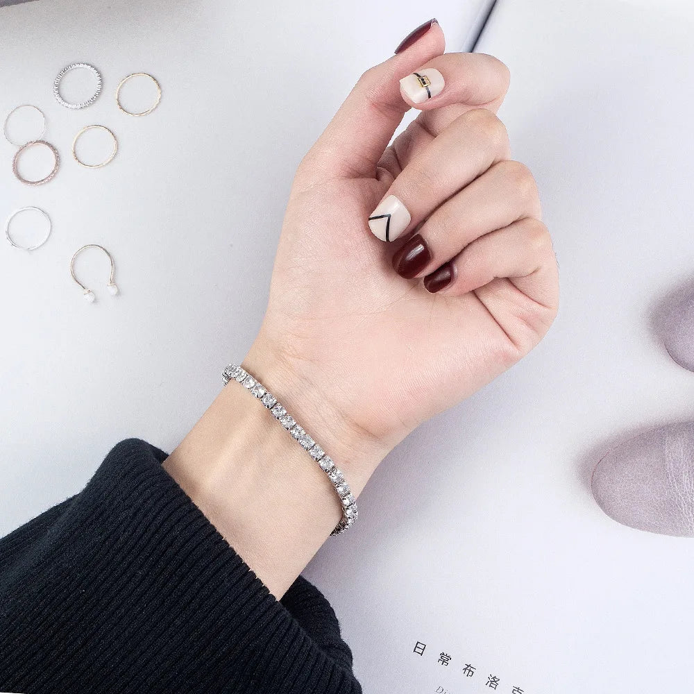 S925 Sterling Silver Zirconia Tennis Bracelet Women 4mm lifestyle view