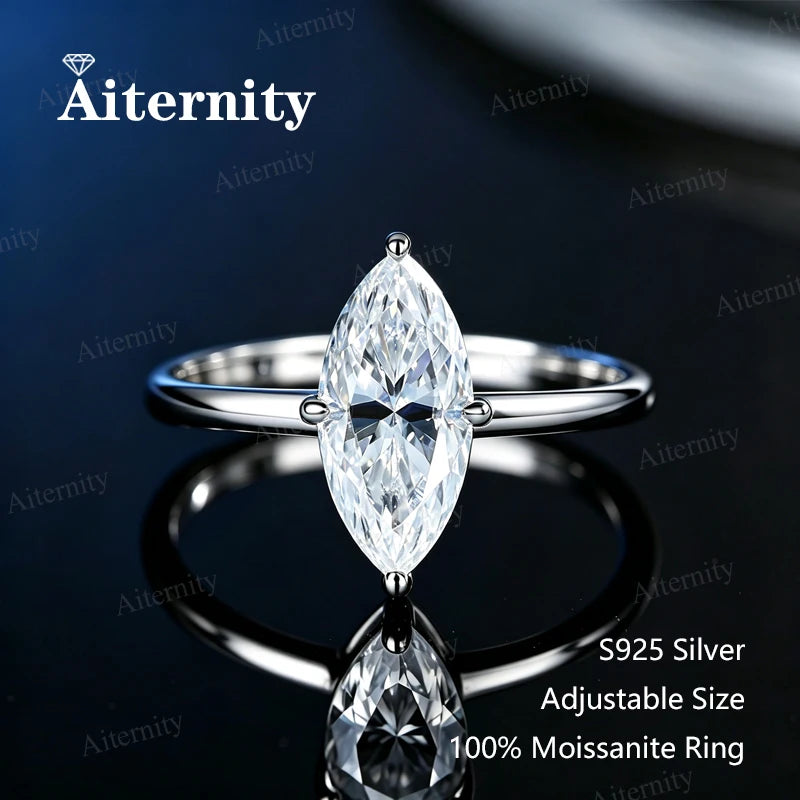 0.5-2CT Pear/Oval/Radiant Moissanite Rings For Women Real S925 Silver with GRA Cert additional angle