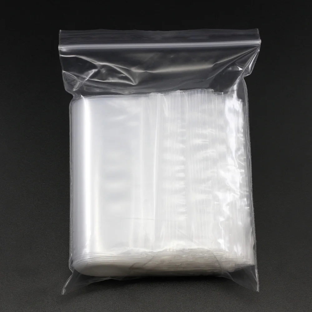 30-100pcs/bag 4*6/5*7/6*8/7*10/8*12cm Zipped Lock Reclosable Plastic Poly Clear Bags Bul detail view