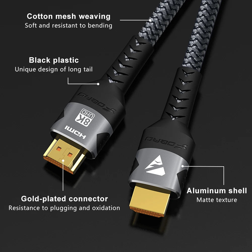 8K HDMI Cable 2.1 48Gbps for PS5 Laptop close-up view