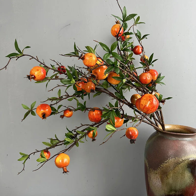 Artificial Pomegranate Long Branch Fruit Decor 80cm