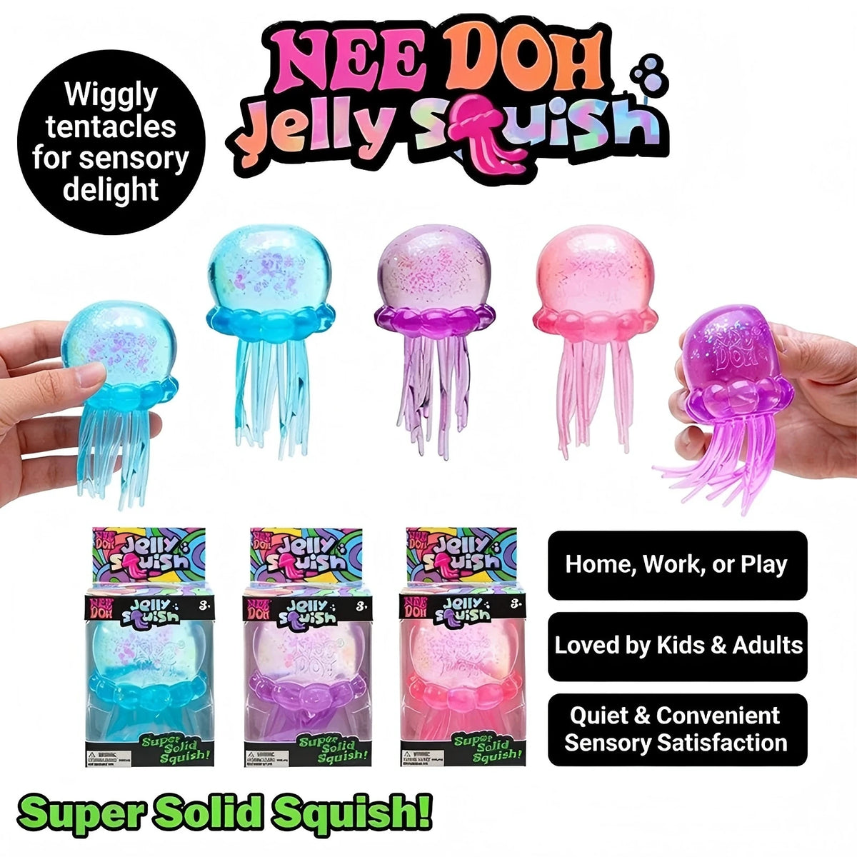 Trending Nee Doh Jellyfish & Cube Squish Toy, Soft Jelly Squeeze Stress Relief Fidget close-up view