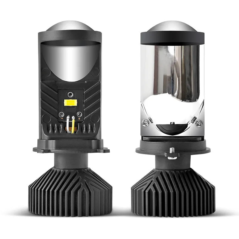 H4 LED Headlight Bulbs 6000K Hi Lo Beam Mini Projector Lens