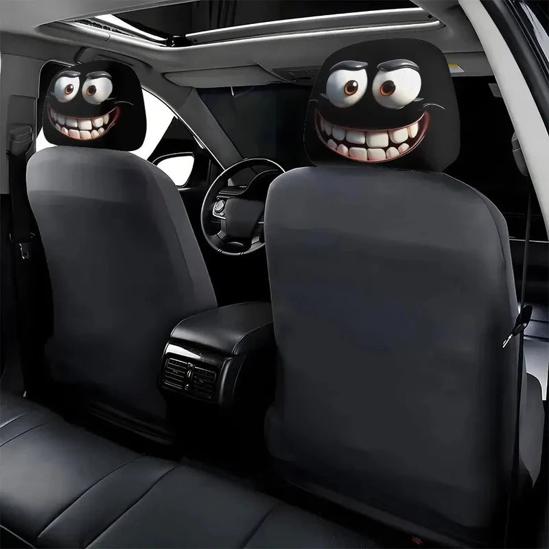Smiley Face Car Headrest Cover 2pcs alternate view