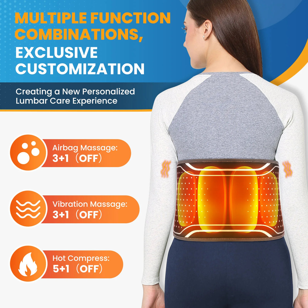 Heating Massage Waist Belt With Vibration and Air Support