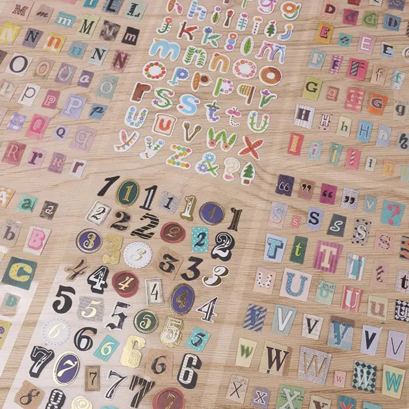 Alphabet Number Retro Stickers for Scrapbooking | 6pcs
