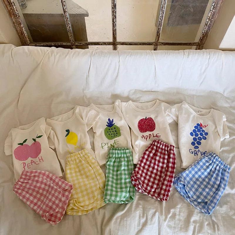 Baby Pajamas Sets Cotton Toddler Summer Sleeveless Kids Cartoon Nightwear alternate view