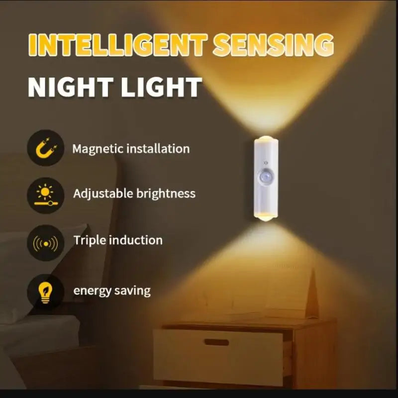 Rechargeable Magnetic Wall Lamp LED Motion Sensor Light Color Night Light Automatic additional angle