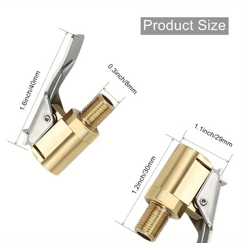 Universal Brass Locking Tyre Air Chuck Adapter Automotive Grade Quick Inflation for Car Motorcycle Bike Accessories