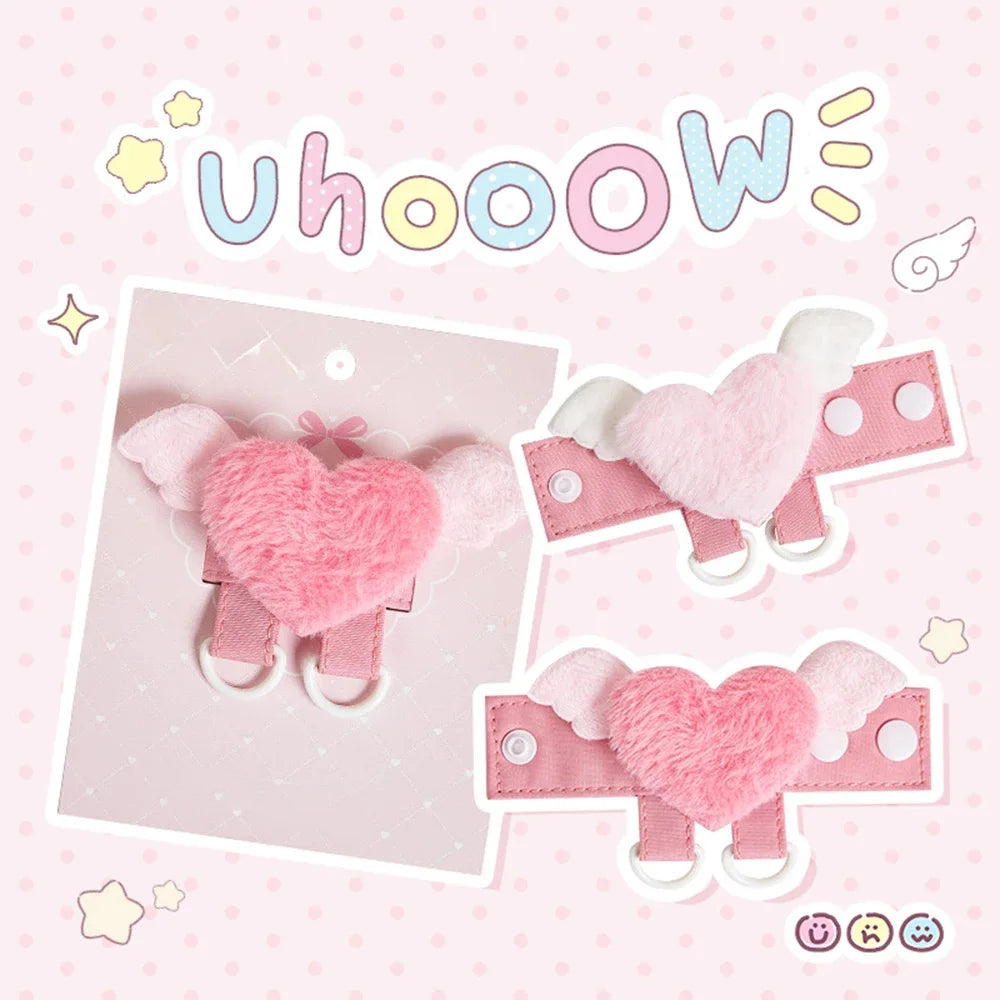 Creative Angel Wings Bag Pendant Cute Cartoon Heart Keychain Sweet Girl DIY Display Buckle Bag Accessories Girls Handmade Gifts