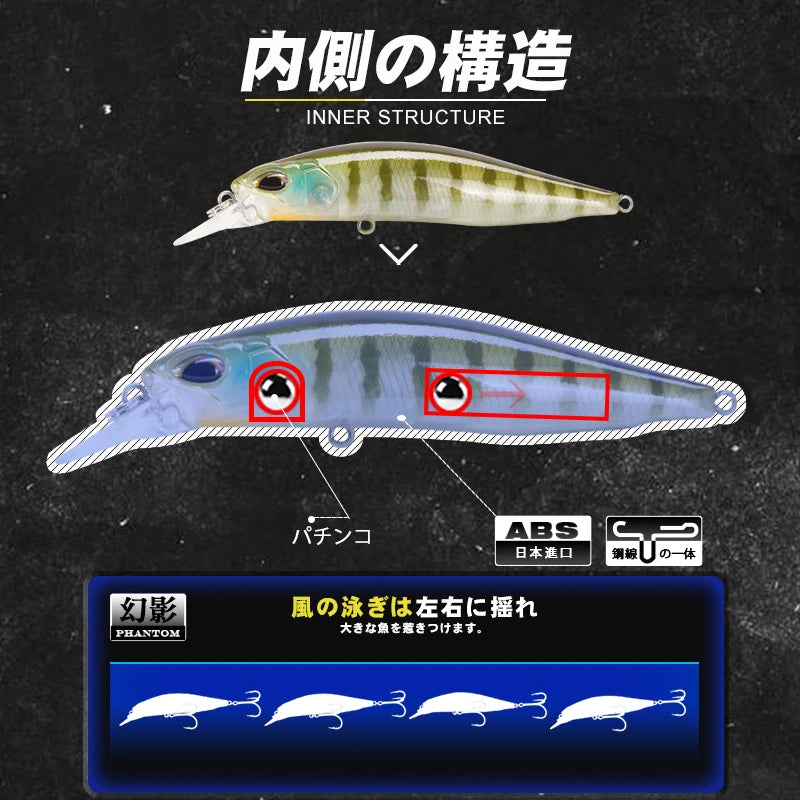 D1 Minnow Fishing Lure 77mm 8.4g Suspending ABS Jerkbait