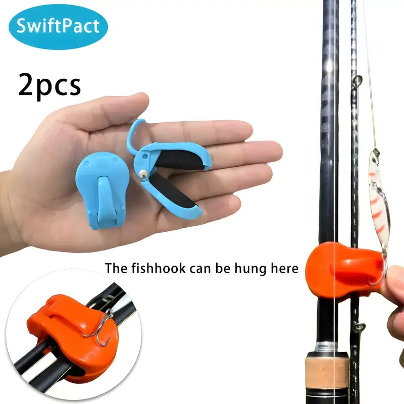 2pcs Quick-Attach Fishing Rod Clip - Tool-Free 1-Hand Holder for 2-Piece Freshwater Rods, Secure Grip Tackle Organizer