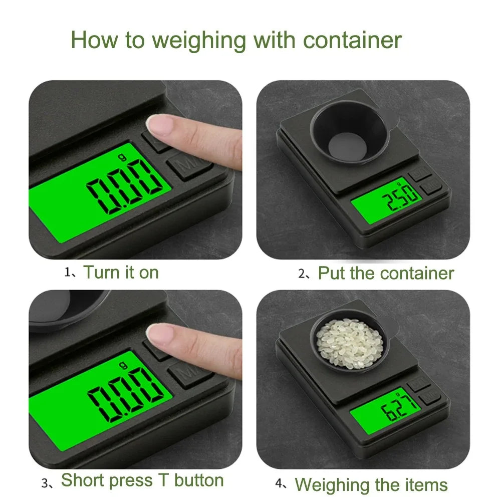 Precision Pocket Scale 1000g X 0.01g - Digital Gram Food Jewelry Ounces/Grains Scale with Backlit LC