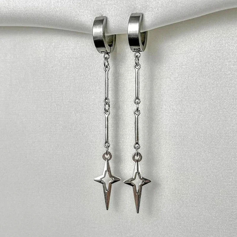 Gothic Cross Star Drop Earrings Zinc Alloy Punk Rivet