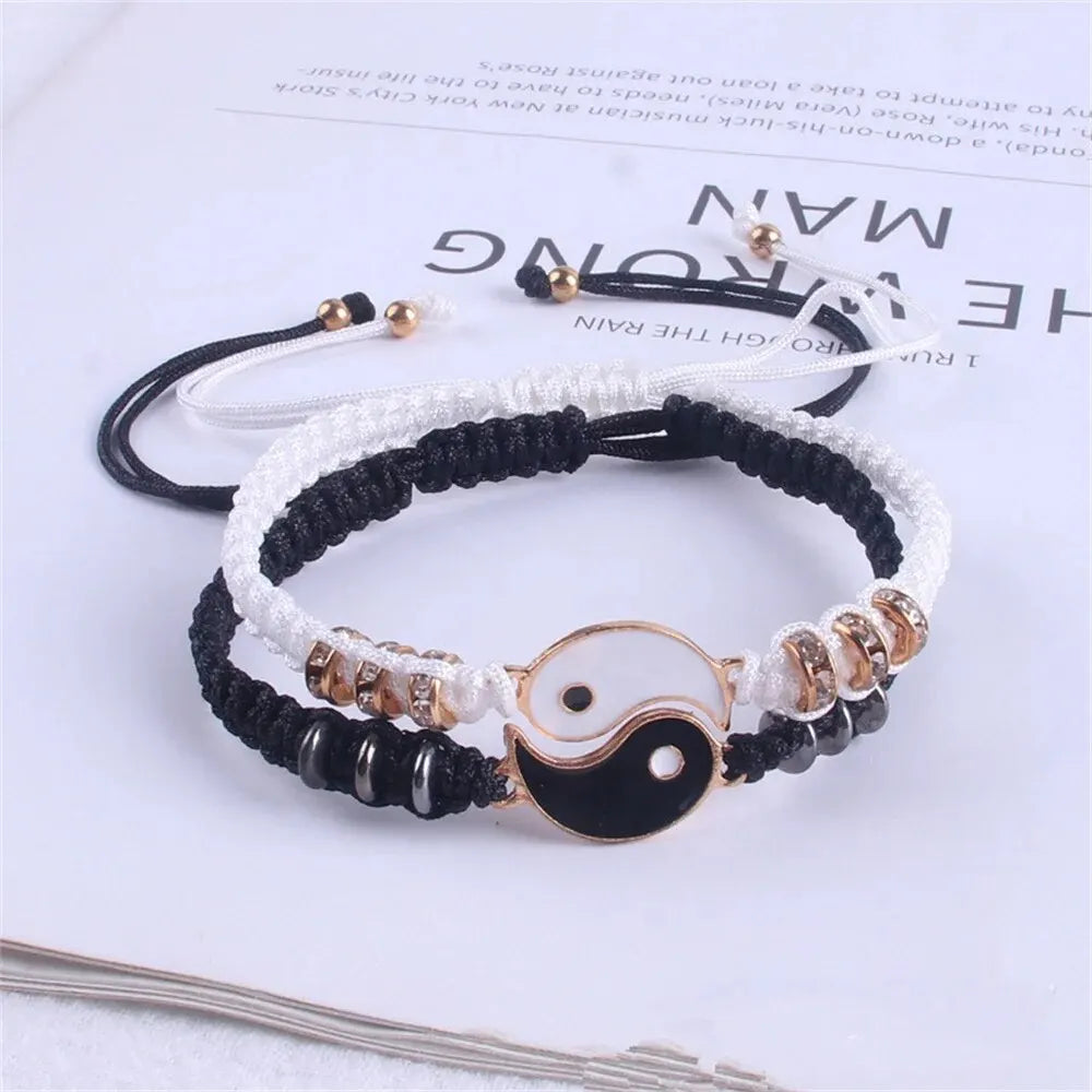 Couple Tai Chi Charm Bracelet Set Rope Chain alternate view