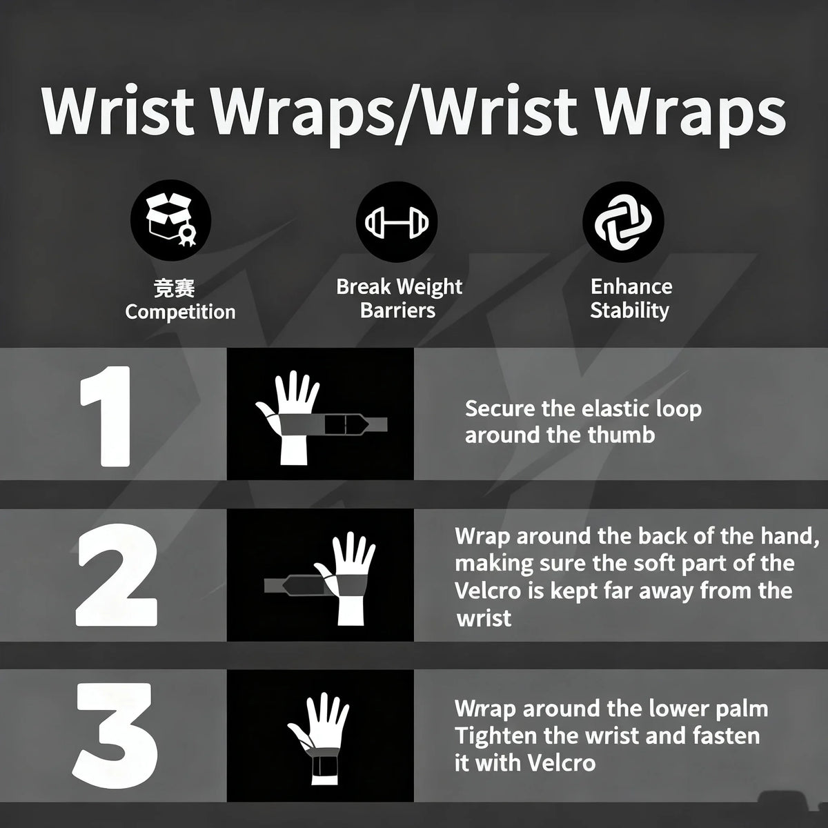 1 Pair Gym Sports Weight Lifting Wrist Wraps Wristband Support Brace Heavy Duty Training Lifting Straps Protector Powerlifting