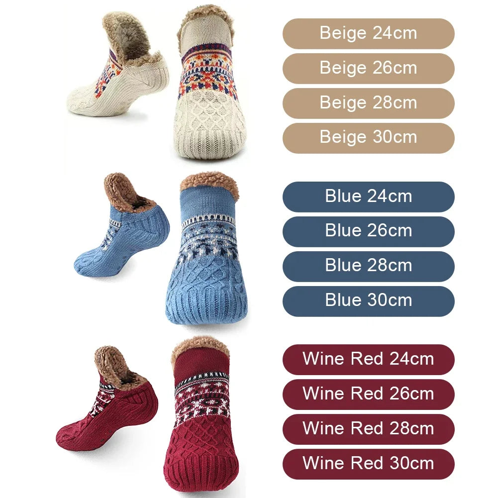 Thermal Fleece Slipper Socks for Men & Women – Thick Warm Non-Slip Indoor Socks, Cozy Christmas Gift for Adults