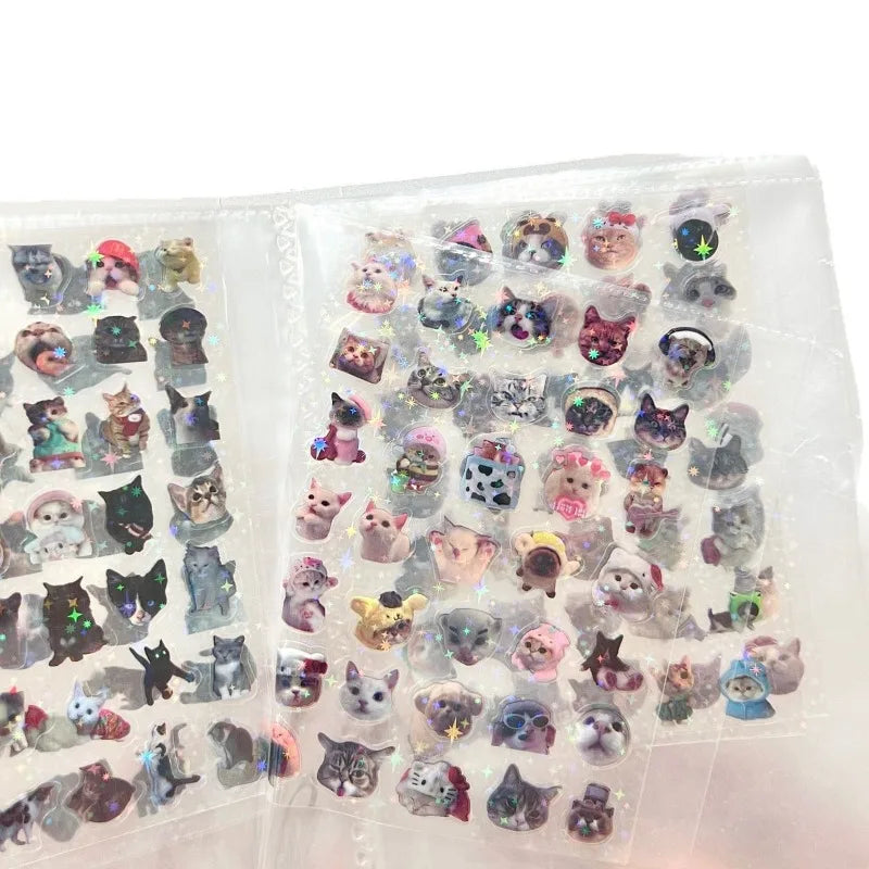 10pcs Cat Laser Stickers Memo Pet Glitter Scrapbooking