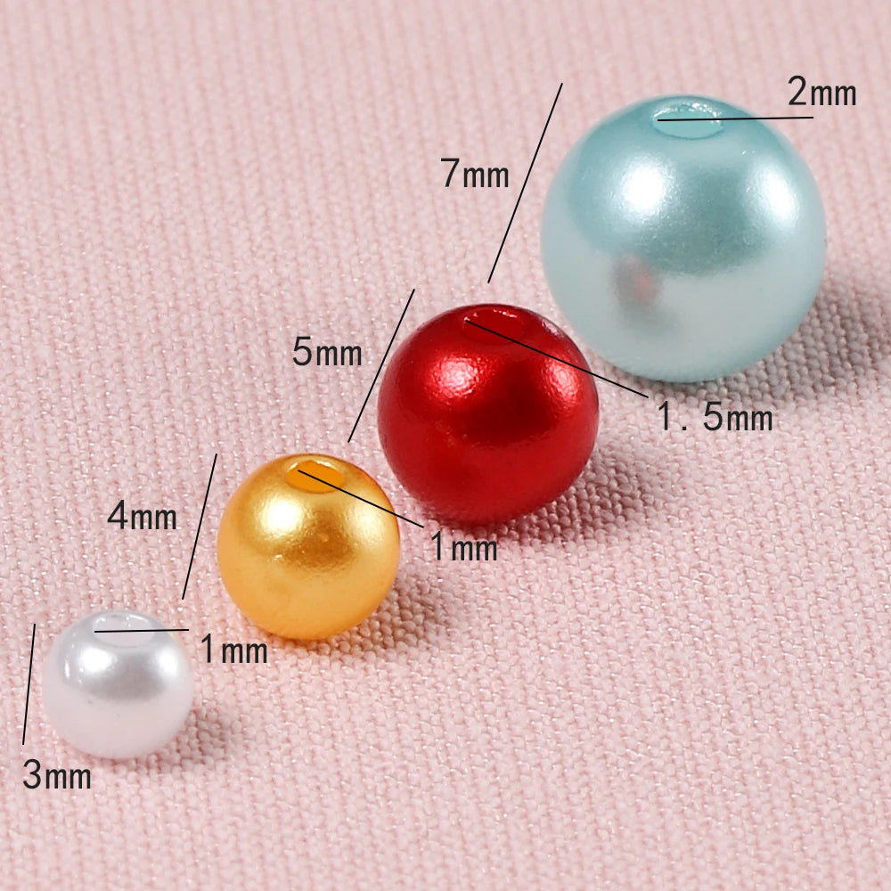 About 150pcs 3-8mm Mixed Beads Colorful Imitation Pearls Plastic Beads for DIY Bracelet Necklace Jewelry Making Accessories