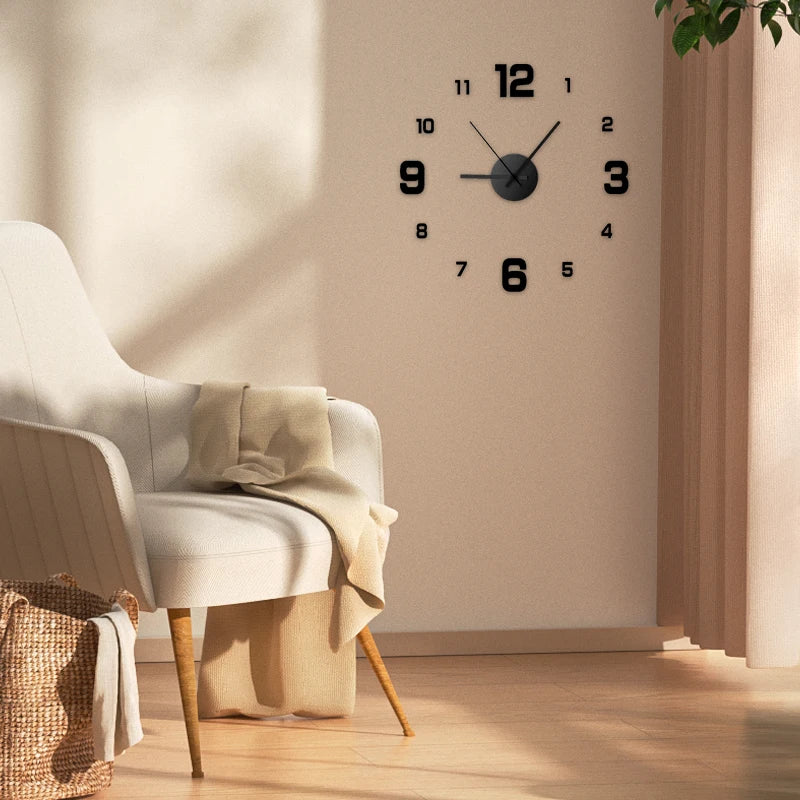 Frameless DIY Wall Clock Silent Acrylic Round Needle alternate view